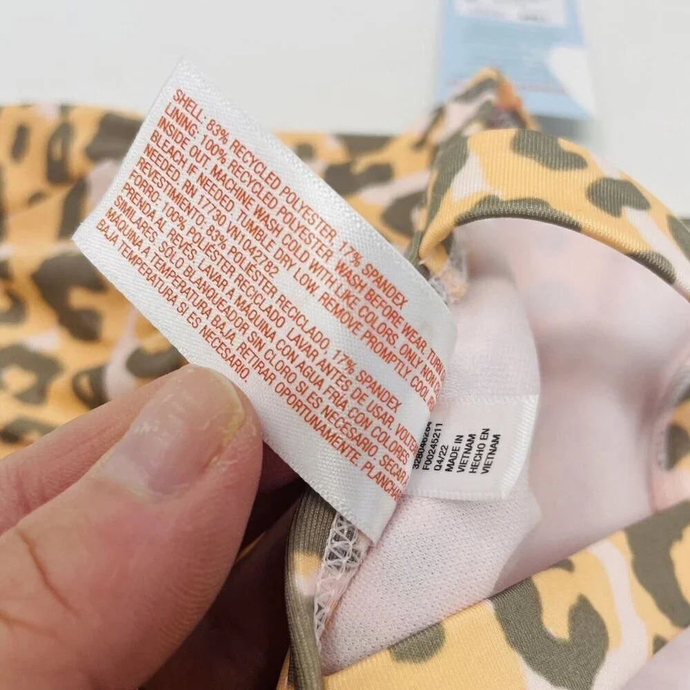 Cat & Jack Toddler Girls Size 18 Months Animal Print Tankini Swim Top Orange 634